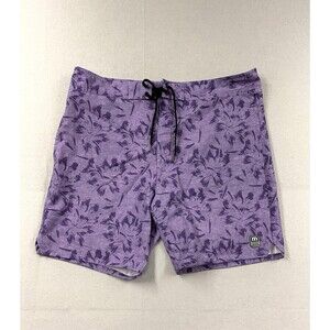 Travis Mathew Purple Floral Print Board Shorts Size 36